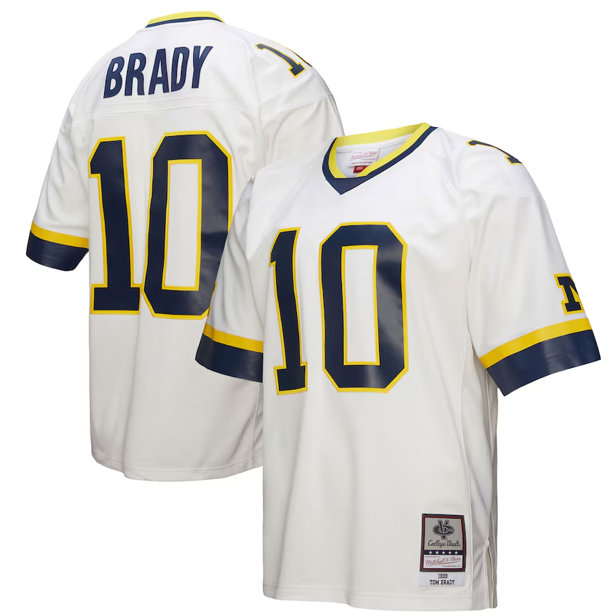 Men's Tom Brady #10 Michigan Wolverines 1999 White Mitchell & Ness Legacy NCAA Jersey