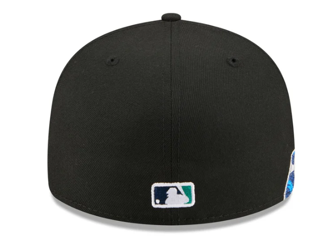 Seattle Mariners MLB Waves 59FIFTY Fitted New Era Black White Official Team Hat Sports Fan Cap Official NFL Team Hat Football Fan Cap