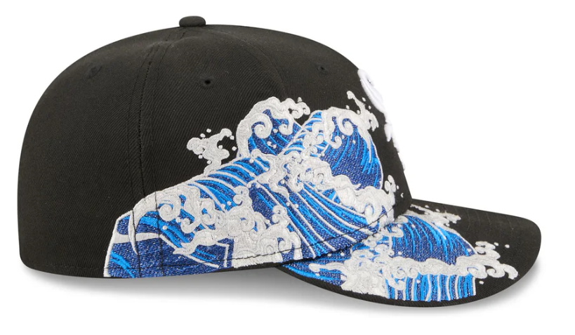 Chicago White Sox MLB Waves 59FIFTY Fitted New Era Black White Official Team Hat Sports Fan Cap Official NFL Team Hat Football Fan Cap