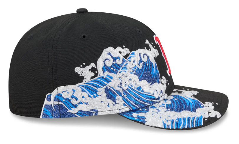 Boston Redsox MLB Waves 59FIFTY Fitted New Era Black White Official Team Hat Sports Fan Cap Official NFL Team Hat Football Fan Cap