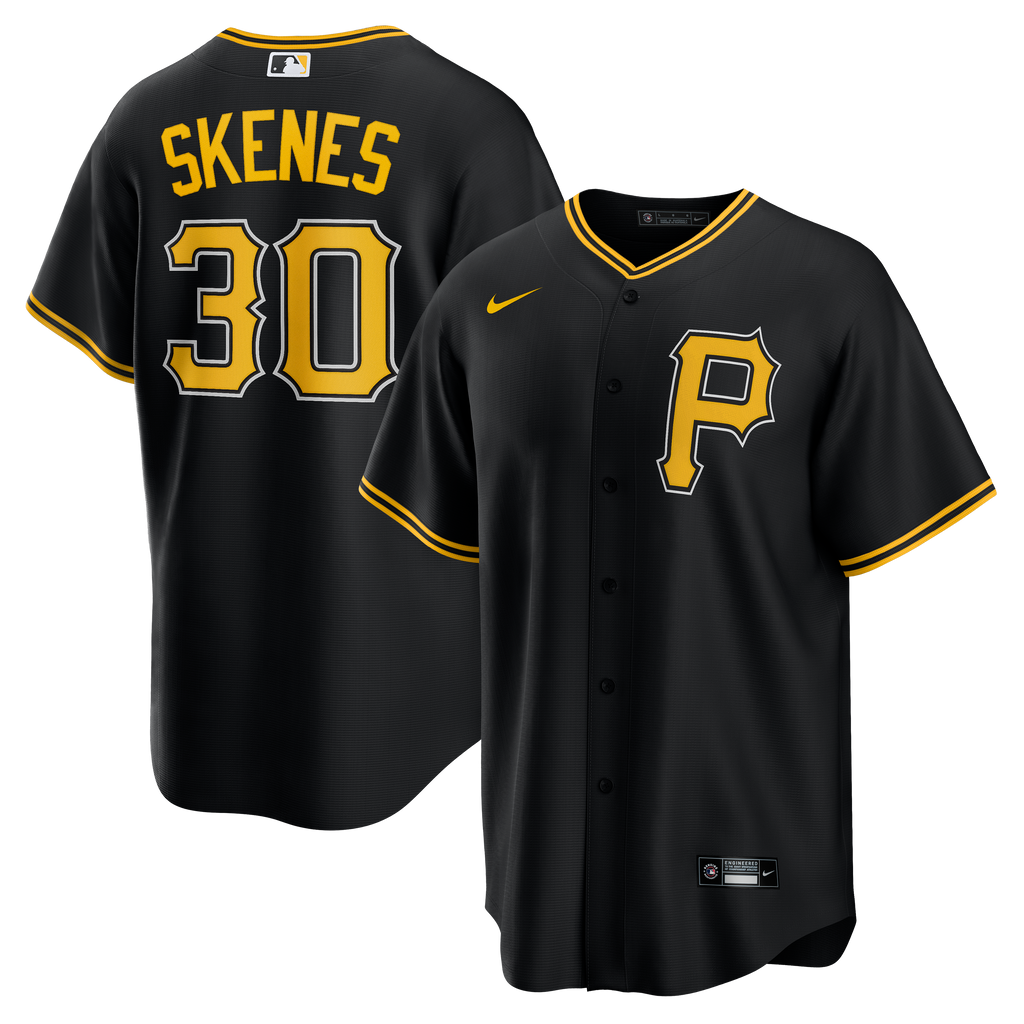 Men s Paul Skenes Pittsburgh Pirates Nike Black Alternate Replica Team Jersey Official Team Jersey Sports Fan Apparel Official NFL Team Jersey
