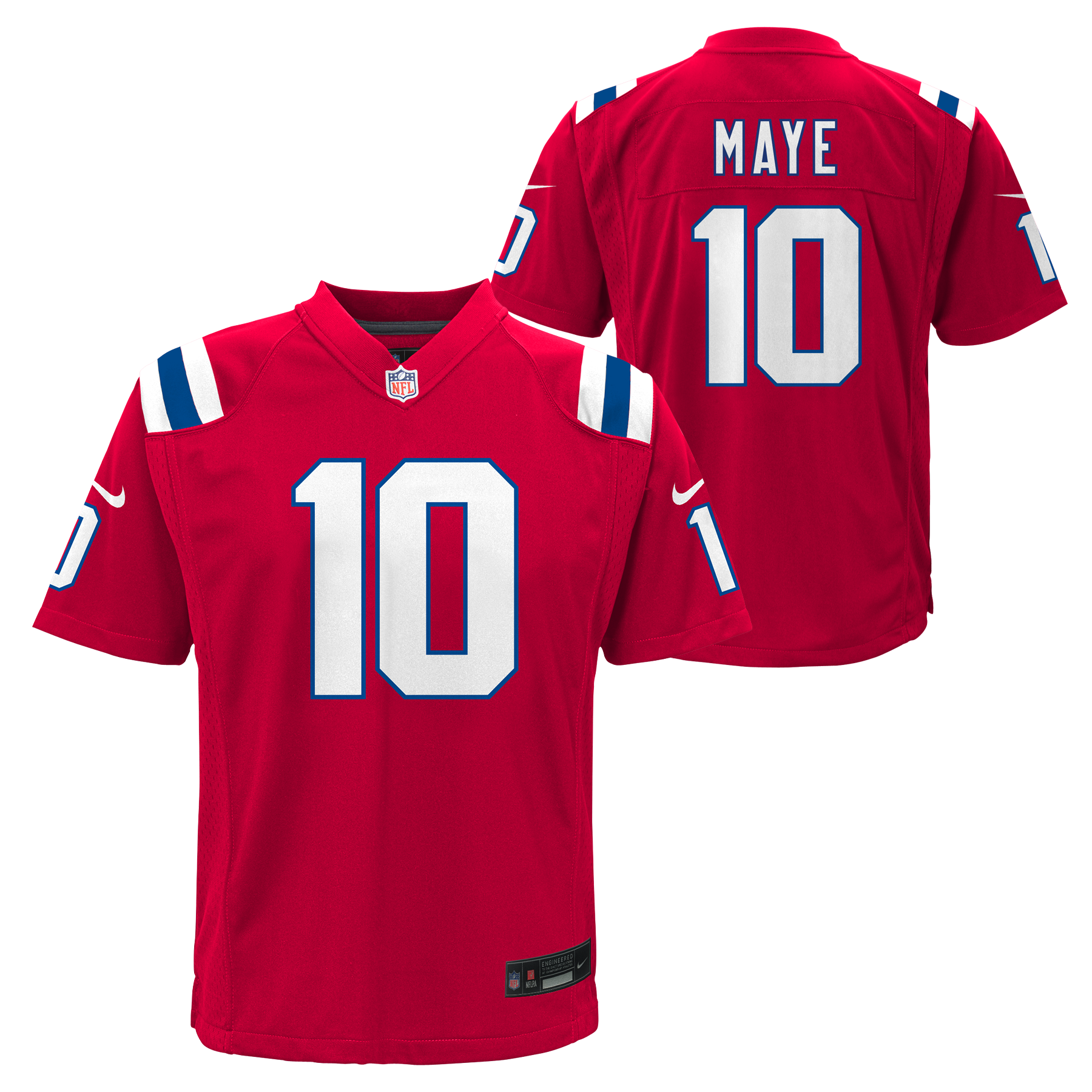Youth Drake Maye New England Patriots Nike Red Alternate Jersey