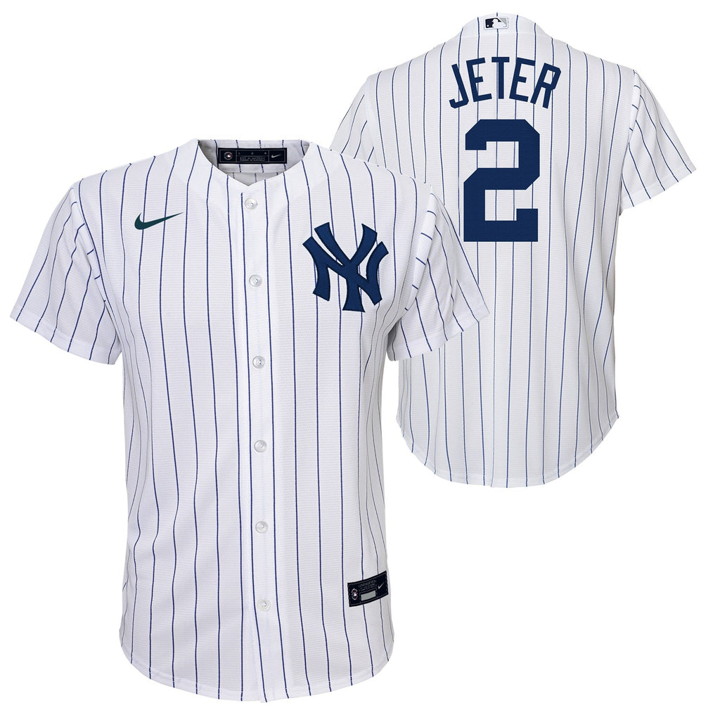 Youth Derek Jeter New York Yankees White Home Game Replica Player Jersey Official Team Jersey Sports Fan Apparel Official NFL Team Jersey Football