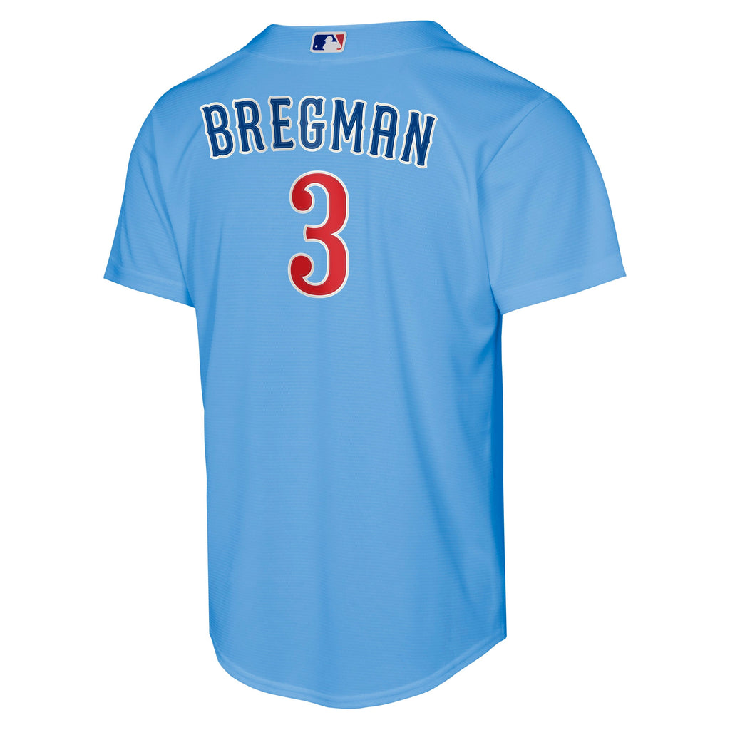 Youth Chicago Cubs Alex Bregman Alternate 2 NIKE Baseline Powder Blue Replica Jersey Official Team Jersey Sports Fan Apparel Official NFL Team Jersey