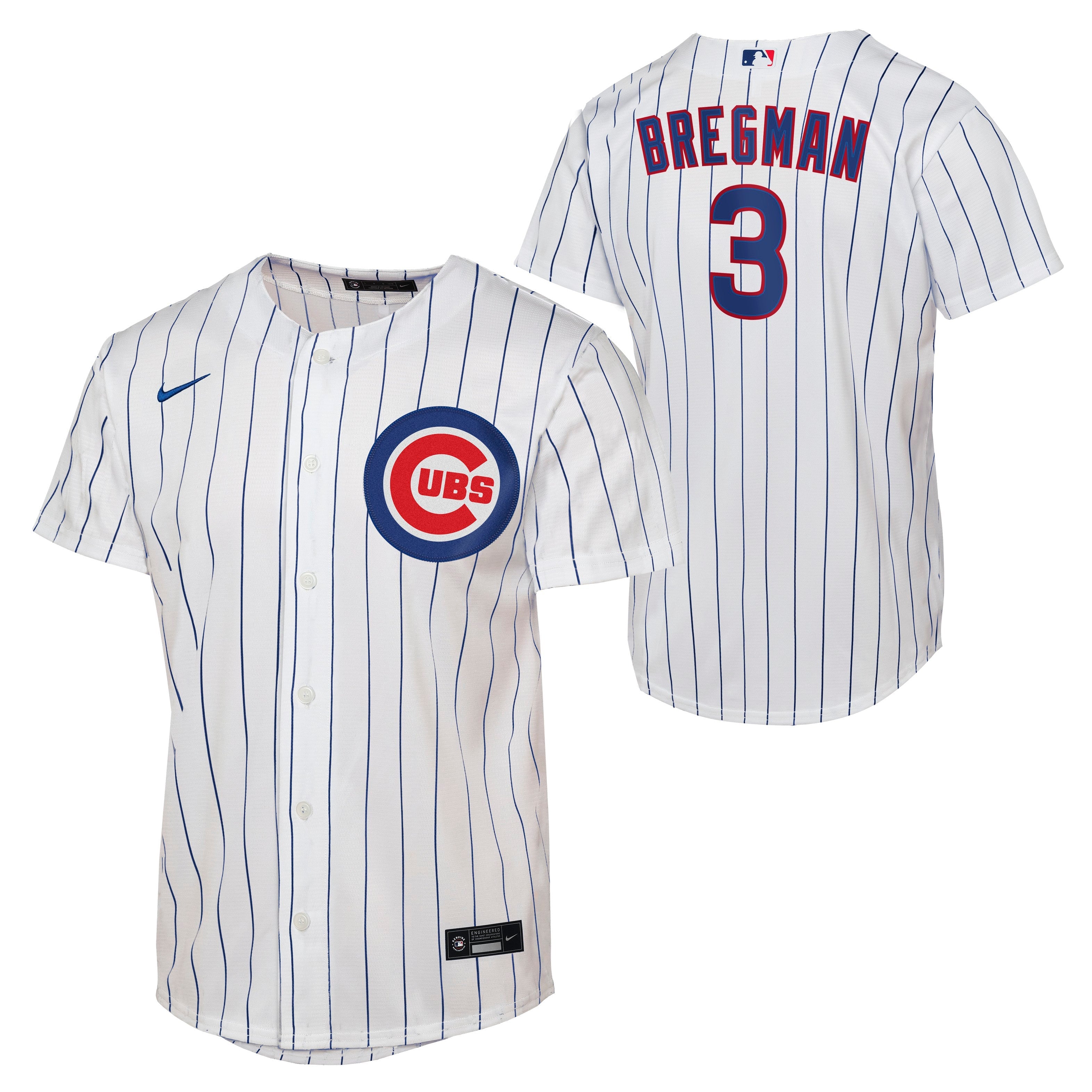 Youth Chicago Cubs Alex Bregman White Home Baseline Replica Jersey Official Team Jersey Sports Fan Apparel Official NFL Team Jersey Football Fan