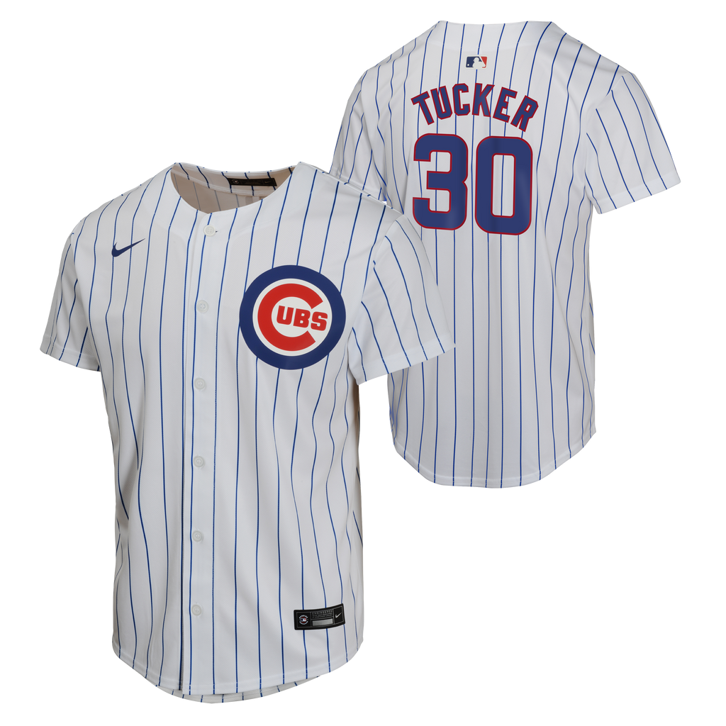 NIKE Youth Kyle Tucker Chicago Cubs White Home Replica Sublimated Twill Jersey Official Team Jersey Sports Fan Apparel Official NFL Team Jersey