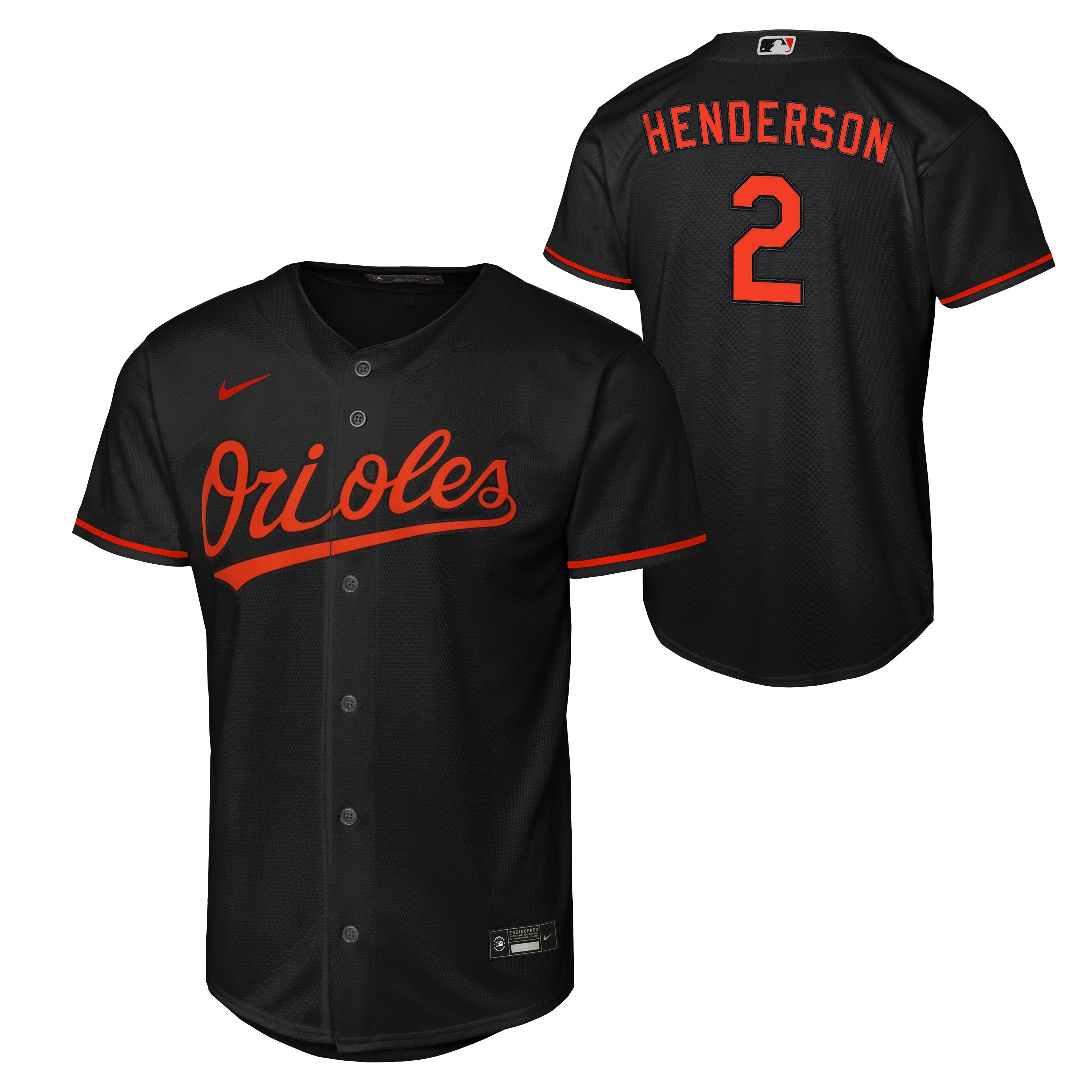 NIKE Youth Baltimore Orioles Gunnar Henderson Black Alternate Replica Jersey Official Team Jersey Sports Fan Apparel Official NFL Team Jersey