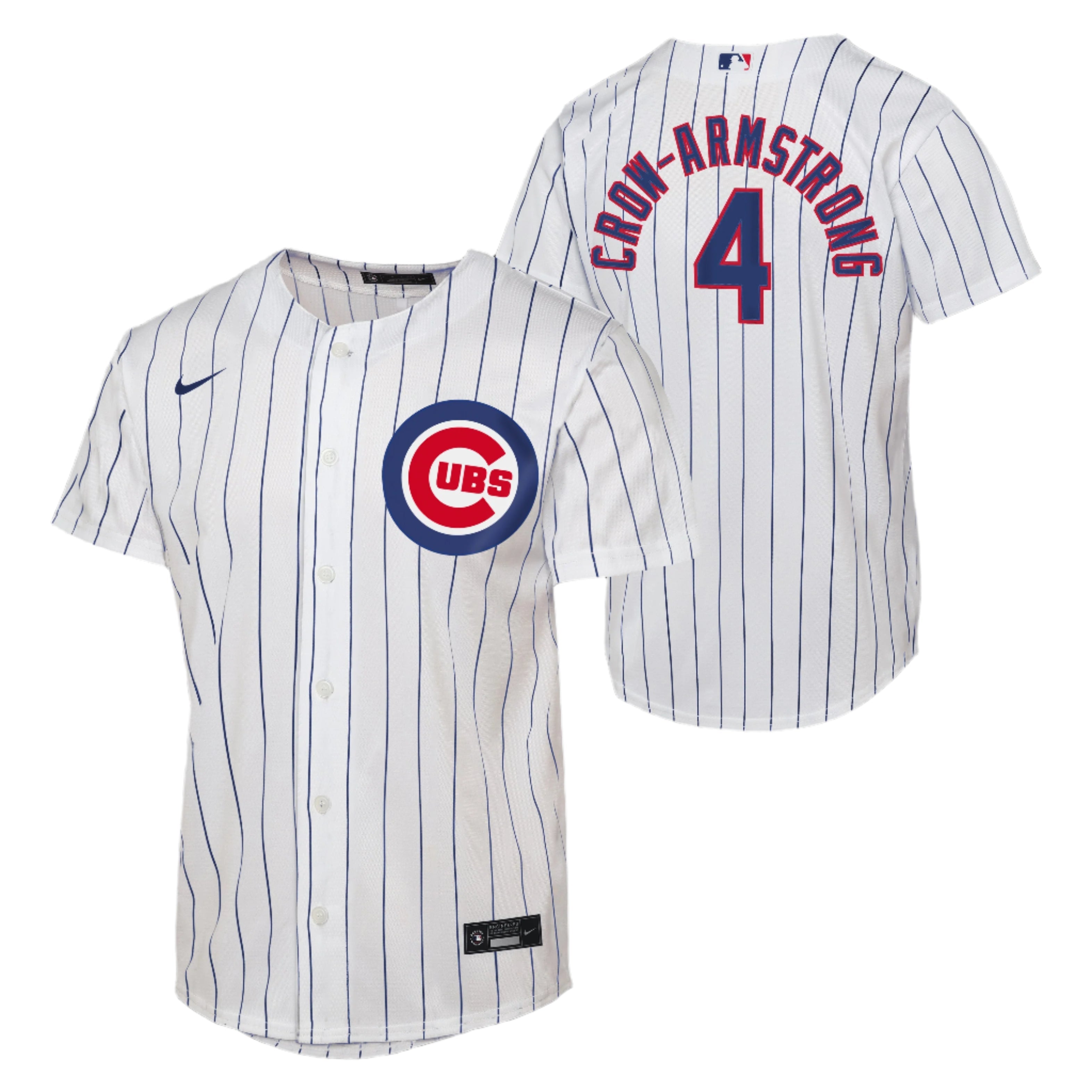 Youth Nike Pete Crow-Armstrong 4 Chicago Cubs White Home Baseline Replica Jersey Official Team Jersey Sports Fan Apparel Official NFL Team Jersey