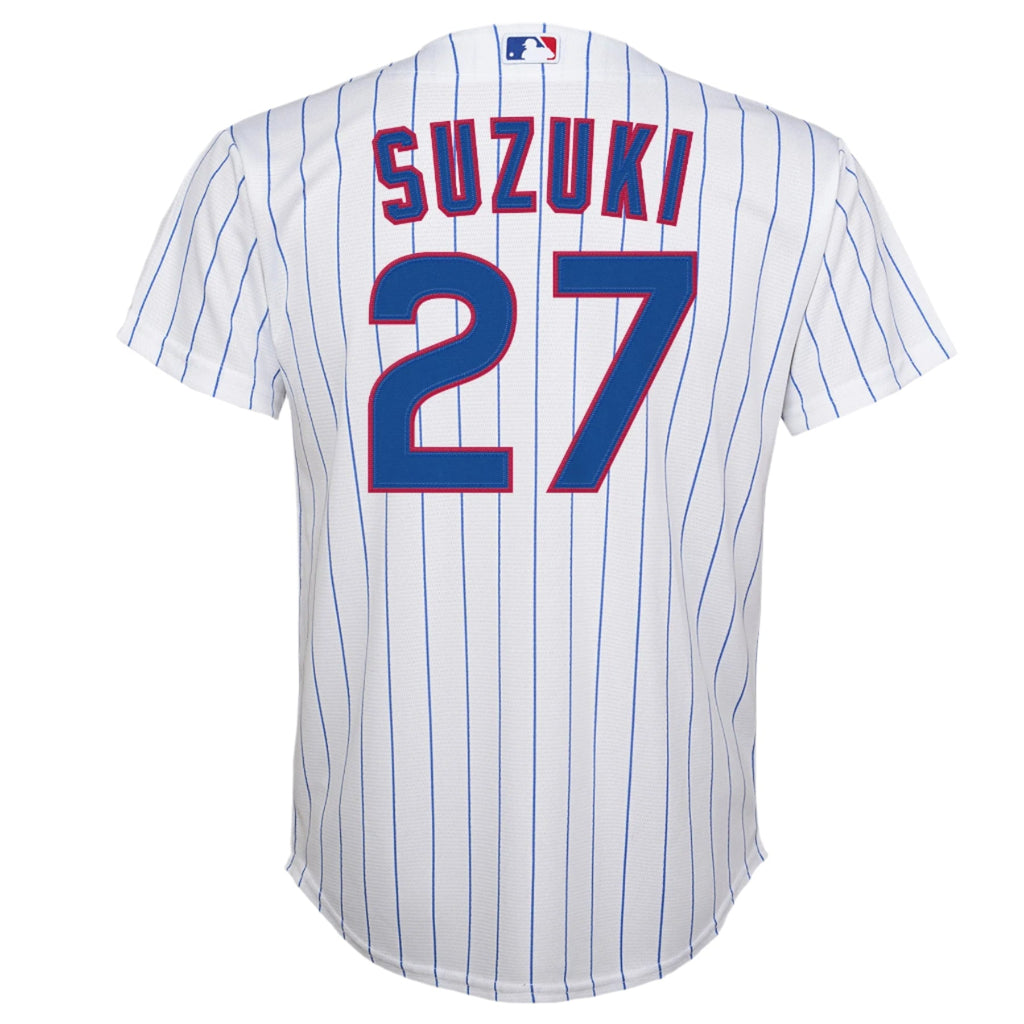 NIKE Youth Seiya Suzuki Chicago Cubs White Home Game Replica Jersey Official Team Jersey Sports Fan Apparel Official NFL Team Jersey Football Fan