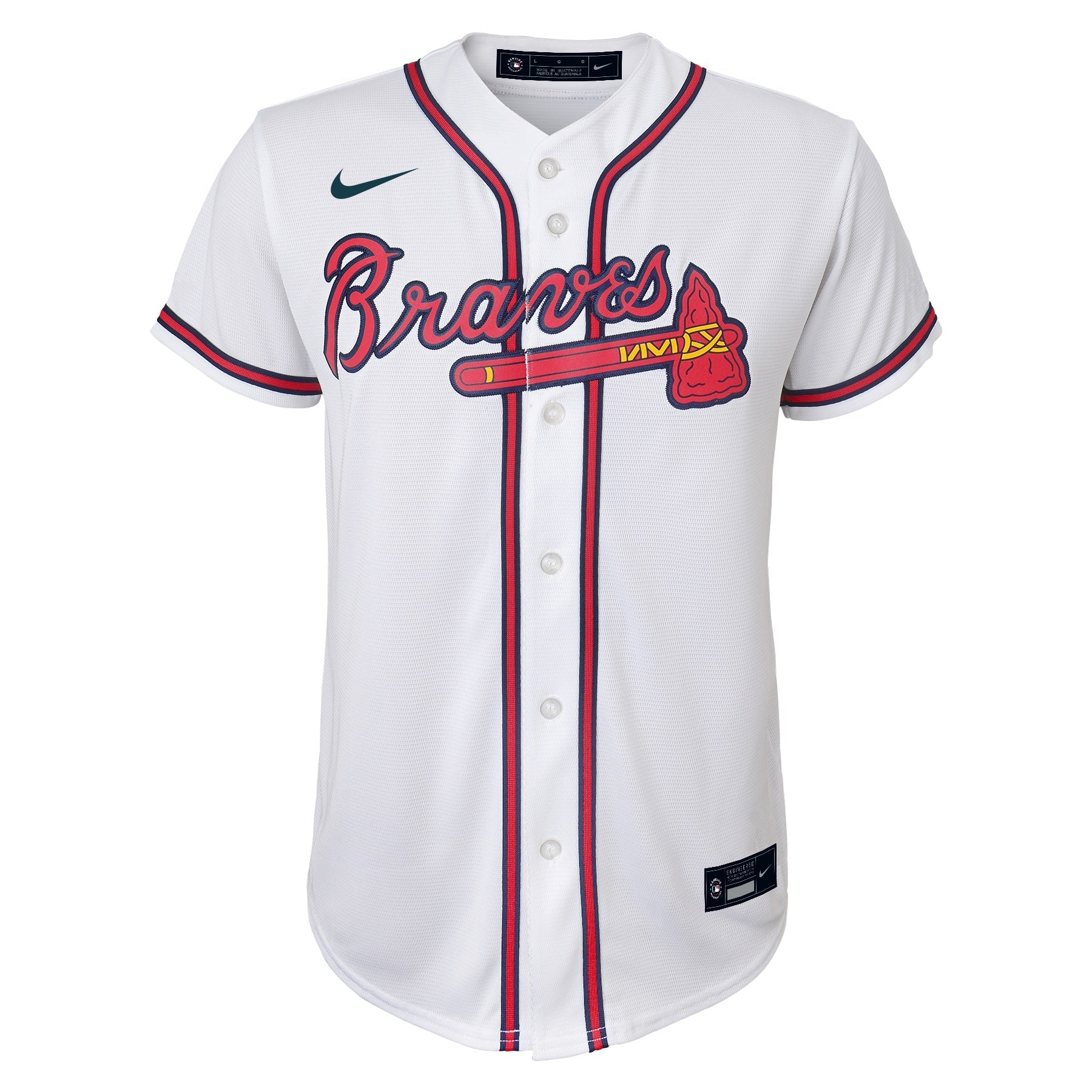 NIKE Youth Atlanta Braves Home White Replica Jersey Official Team Jersey Sports Fan Apparel Official NFL Team Jersey Football Fan Apparel