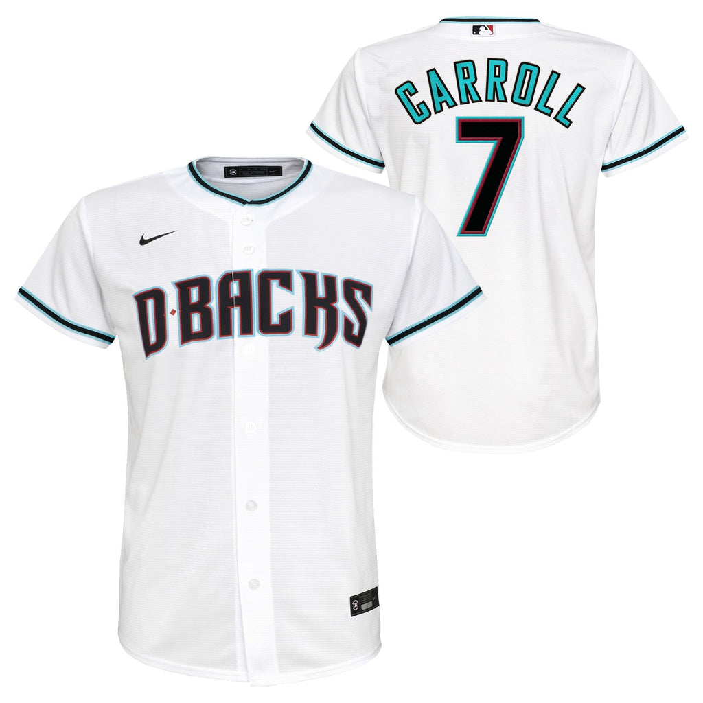 Youth Corbin Carroll Arizona Diamondbacks White Home Replica NIKE Screen Print Jersey Official Team Jersey Sports Fan Apparel Official NFL Team