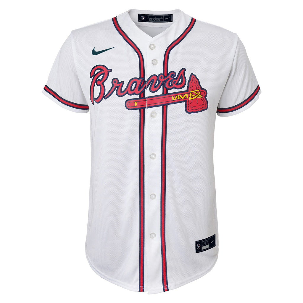 Youth Ronald Acuna Jr Atlanta Braves White Home Replica NIKE Screen Print Jersey Official Team Jersey Sports Fan Apparel Official NFL Team Jersey