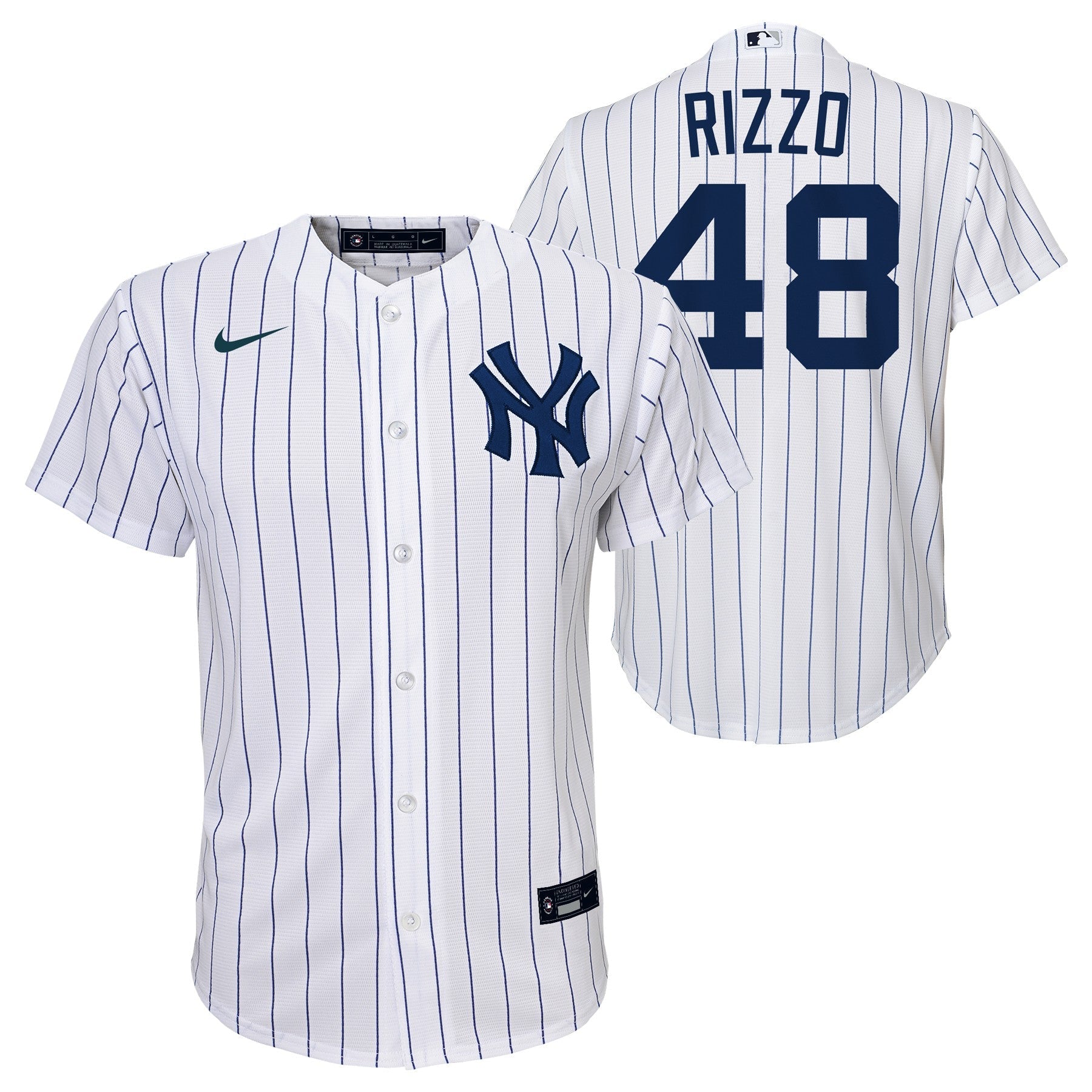 Youth Anthony Rizzo New York Yankees White Home Screen Print Game Replica Jersey Official Team Jersey Sports Fan Apparel Official NFL Team Jersey