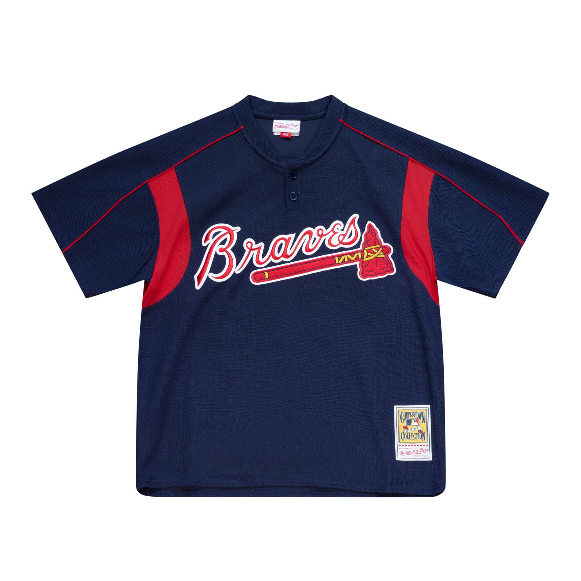 Men s Atlanta Braves Chipper Jones 2003 Mitchell And Ness Navy Cooperstown Batting Practice Jersey Official Team Jersey Sports Fan Apparel Official
