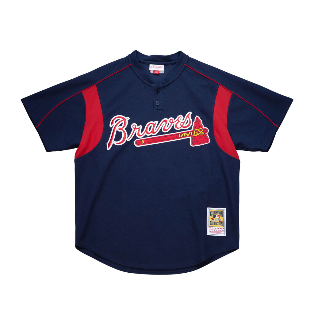Men s Atlanta Braves John Smoltz 2003 Mitchell And Ness Navy Cooperstown Batting Practice Jersey Official Team Jersey Sports Fan Apparel Official NFL