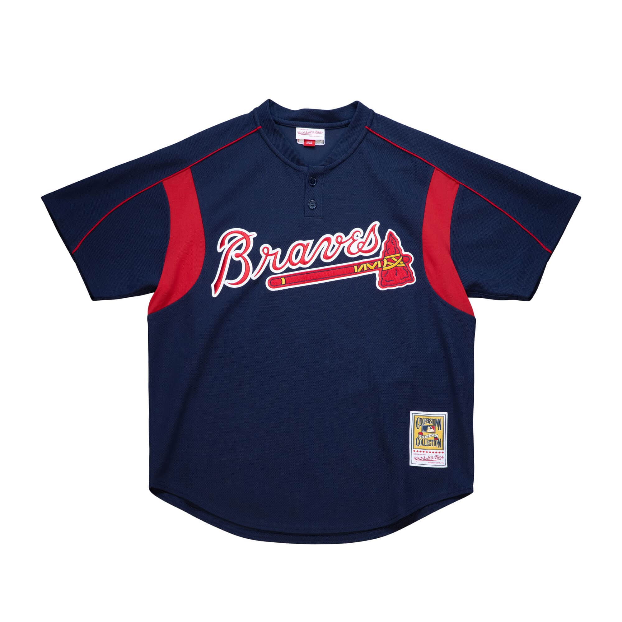 Men s Atlanta Braves John Smoltz 2003 Mitchell And Ness Navy Cooperstown Batting Practice Jersey Official Team Jersey Sports Fan Apparel Official NFL
