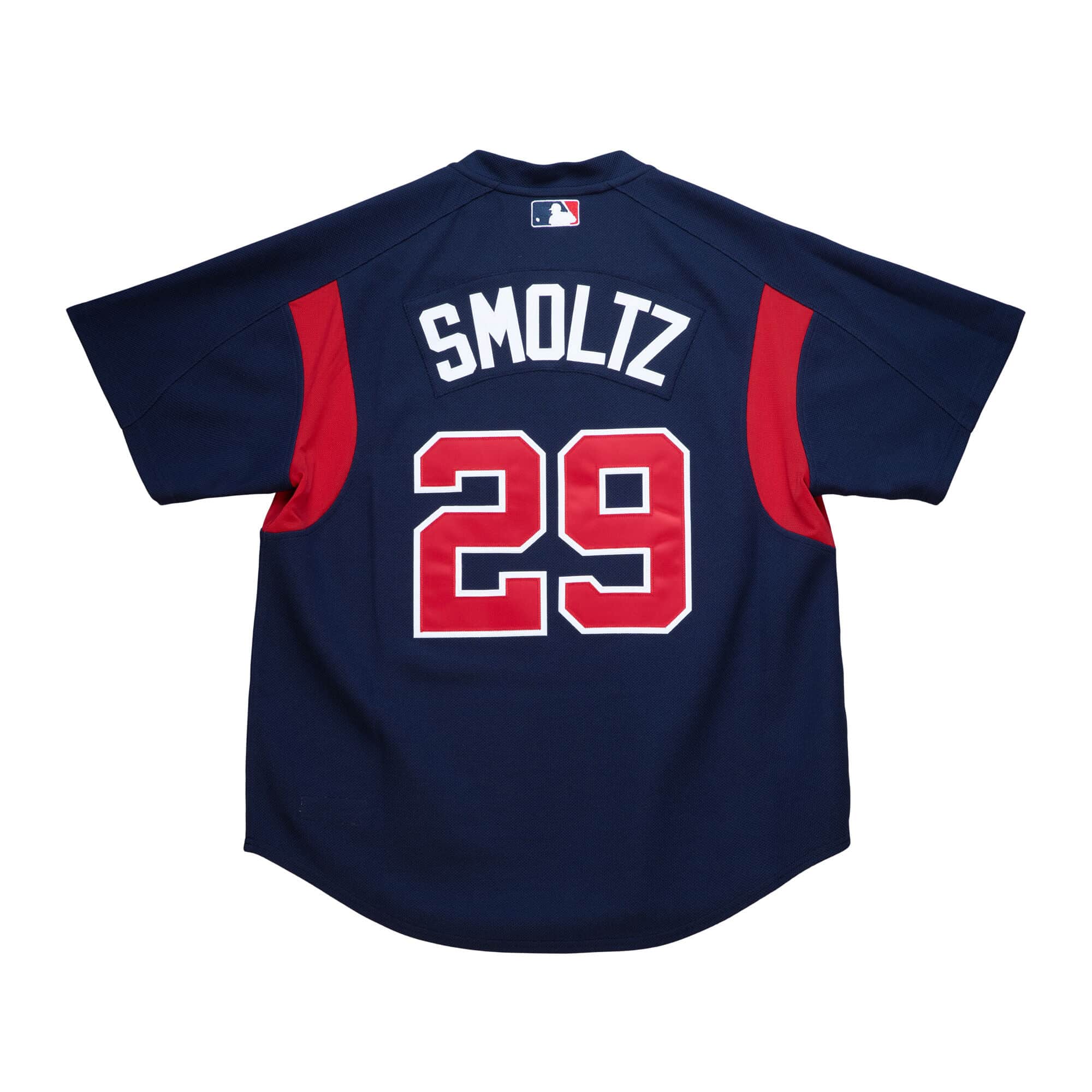 Men s Atlanta Braves John Smoltz 2003 Mitchell And Ness Navy Cooperstown Batting Practice Jersey Official Team Jersey Sports Fan Apparel Official NFL