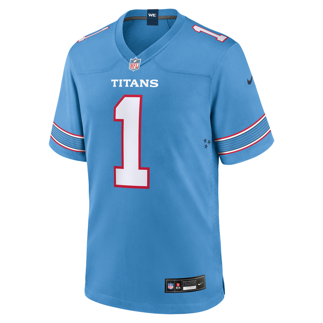 Carnell Tate Tennessee Titans Nike 2026 NFL Draft First Round Pick No. 4 Team Game Jersey - Light Blue