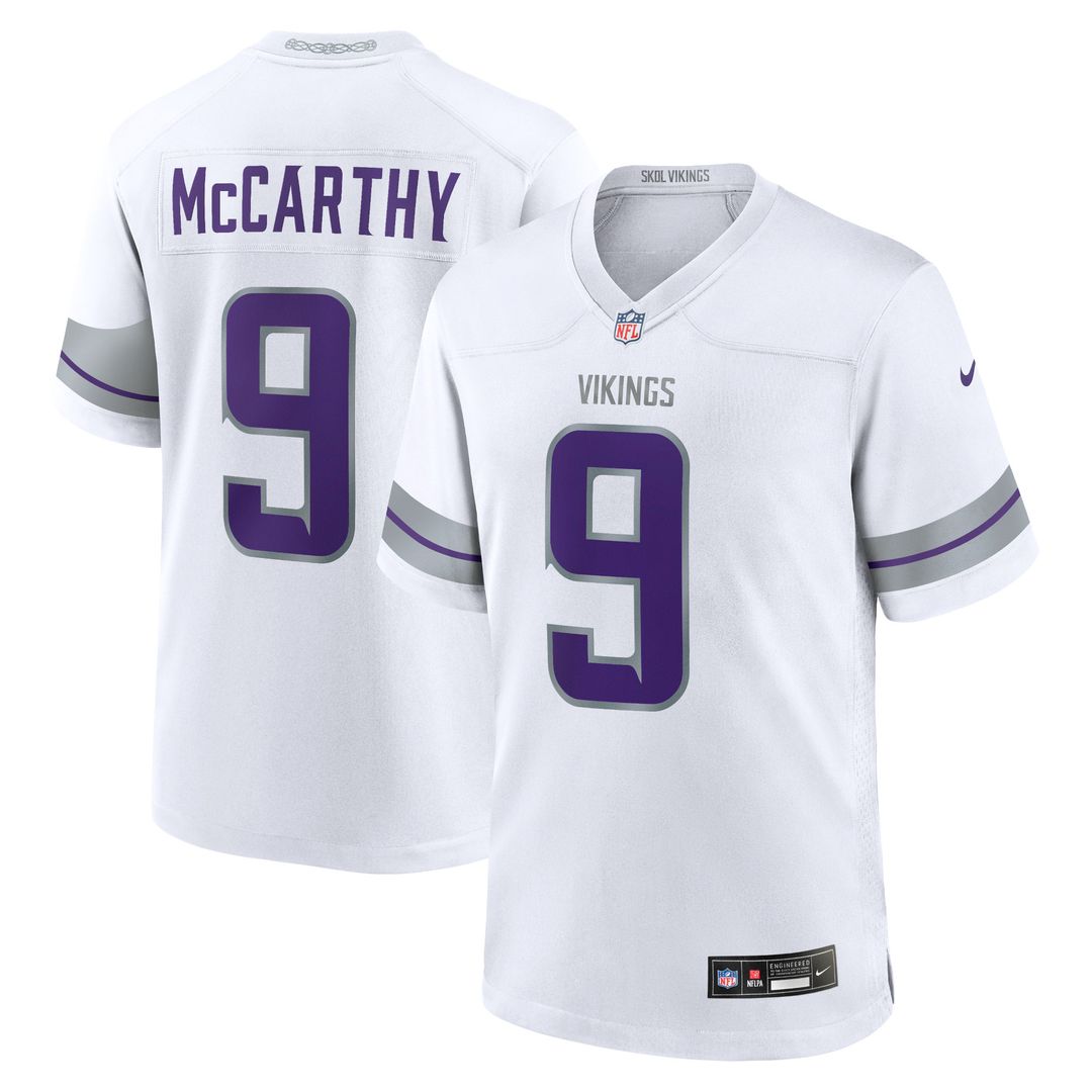 J.J. McCarthy Minnesota Vikings Nike Youth Game Jersey - White
