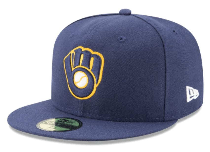 Milwaukee Brewers Authentic Collection 59Fifty Fitted Alt 2 Hat Official Team Hat Sports Fan Cap Official NFL Team Hat Football Fan Cap