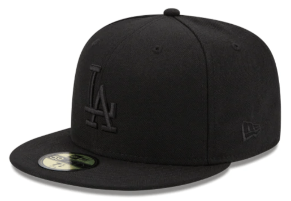 Los Angeles Dodgers Tonal Black On Black 59Fifty Fitted Hat Official Team Hat Sports Fan Cap Official NFL Team Hat Football Fan Cap