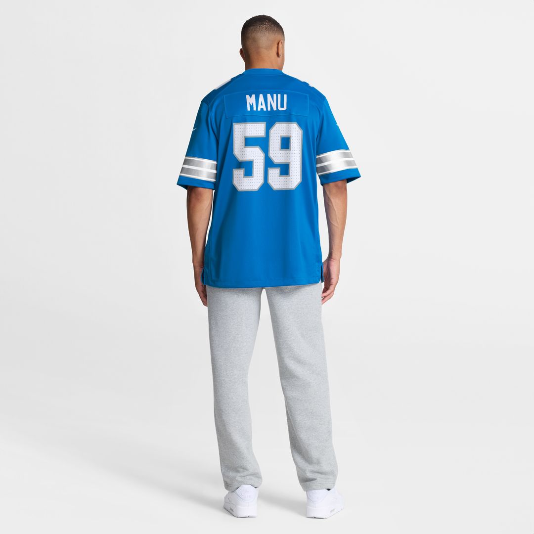 Giovanni Manu Detroit Lions Nike Team Game Jersey -  Blue