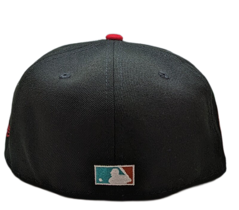 Anaheim Angels New Era 2 Tone Black Red Guns N Roses Inspired Rock Pack 59FIFTY Fitted Hat Official Team Hat Sports Fan Cap Official NFL Team Hat