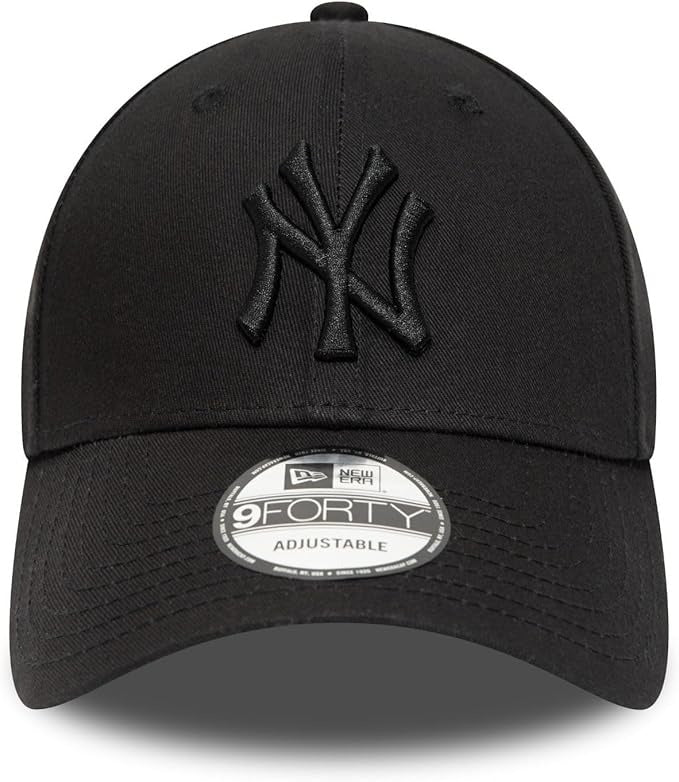 New York Yankees MLB League Essential 9FORTY Strapback New Era Black Black Official Team Hat Sports Fan Cap Official NFL Team Hat Football Fan Cap