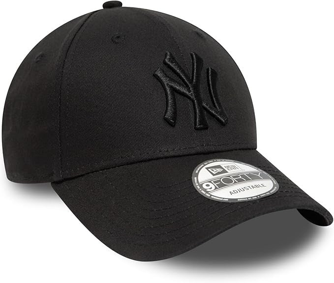 New York Yankees MLB League Essential 9FORTY Strapback New Era Black Black Official Team Hat Sports Fan Cap Official NFL Team Hat Football Fan Cap