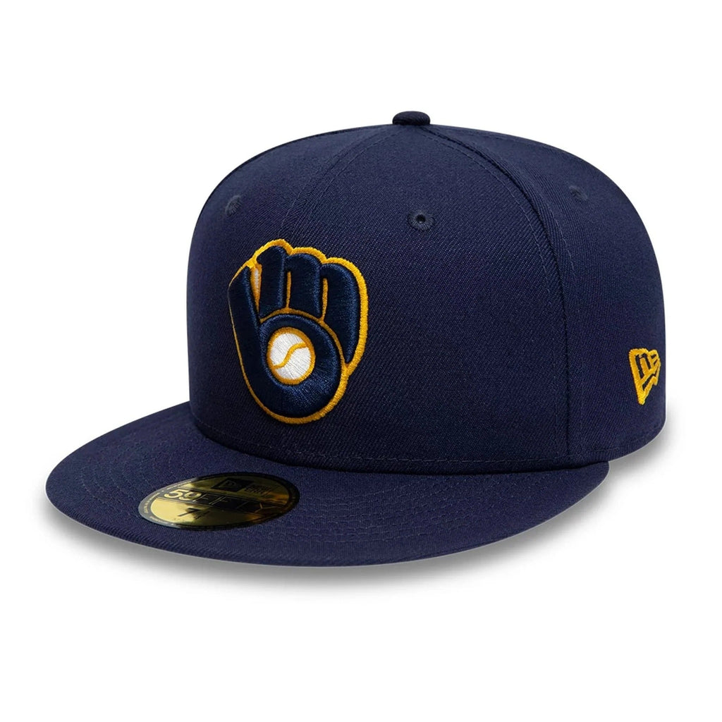 Milwaukee Brewers MLB AC Perf 59FIFTY Fitted New Era Blue Official Team Hat Sports Fan Cap Official NFL Team Hat Football Fan Cap