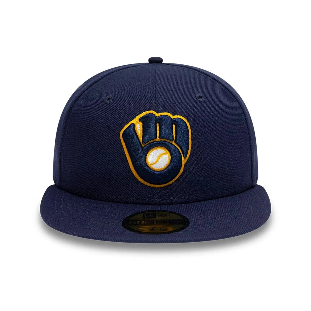 Milwaukee Brewers MLB AC Perf 59FIFTY Fitted New Era Blue Official Team Hat Sports Fan Cap Official NFL Team Hat Football Fan Cap