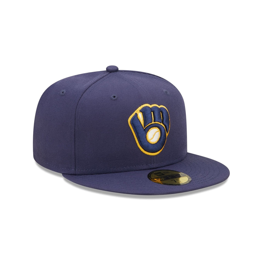 Milwaukee Brewers MLB AC Perf 59FIFTY Fitted New Era Blue Official Team Hat Sports Fan Cap Official NFL Team Hat Football Fan Cap