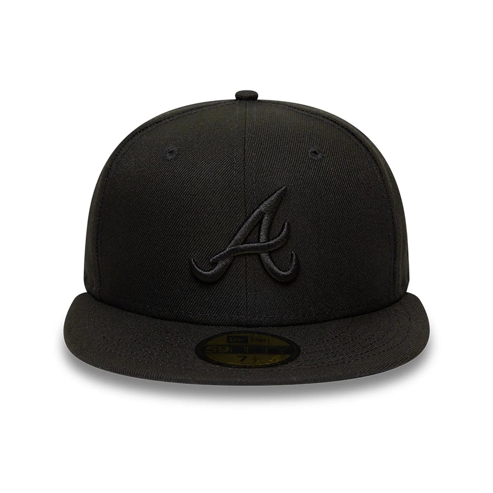 Atlanta Braves MLB League Essential 59FIFTY Fitted New Era Black Black Official Team Hat Sports Fan Cap Official NFL Team Hat Football Fan Cap