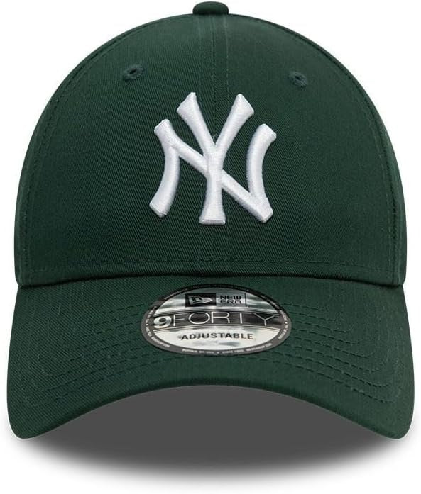 New York Yankees MLB League Essential 9FORTY Strapback New Era Dark Green White Official Team Hat Sports Fan Cap Official NFL Team Hat Football Fan