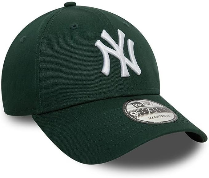 New York Yankees MLB League Essential 9FORTY Strapback New Era Dark Green White Official Team Hat Sports Fan Cap Official NFL Team Hat Football Fan