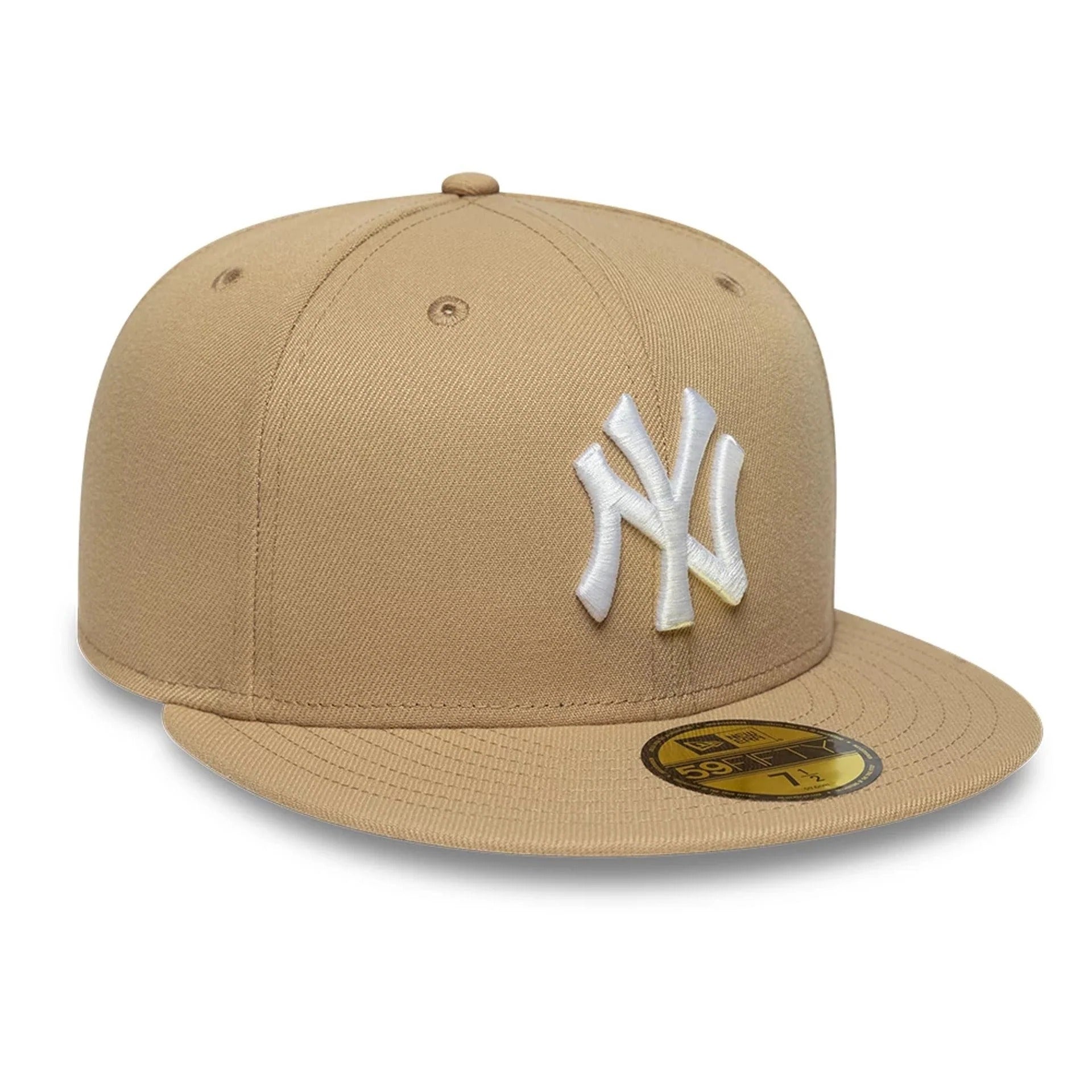 New York Yankees MLB League Essential 59FIFTY Fitted Cap New Era Beige White Official Team Hat Sports Fan Cap Official NFL Team Hat Football Fan Cap