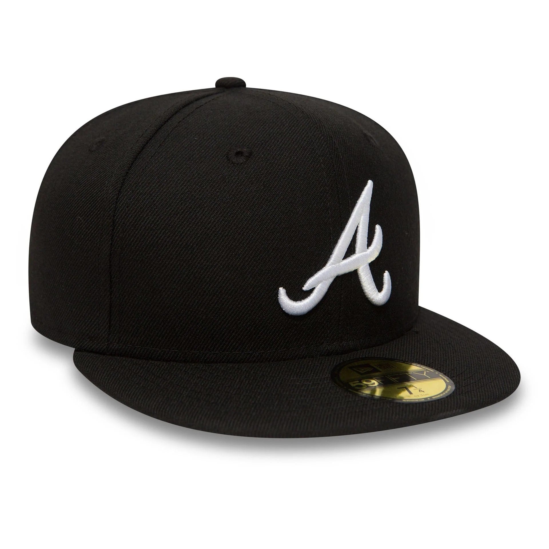 Atlanta Braves MLB League Essential 59FIFTY Fitted New Era Black White Official Team Hat Sports Fan Cap Official NFL Team Hat Football Fan Cap
