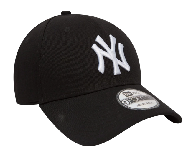 New York Yankees MLB League Essential 9FORTY Strapback New Era Black White Official Team Hat Sports Fan Cap Official NFL Team Hat Football Fan Cap
