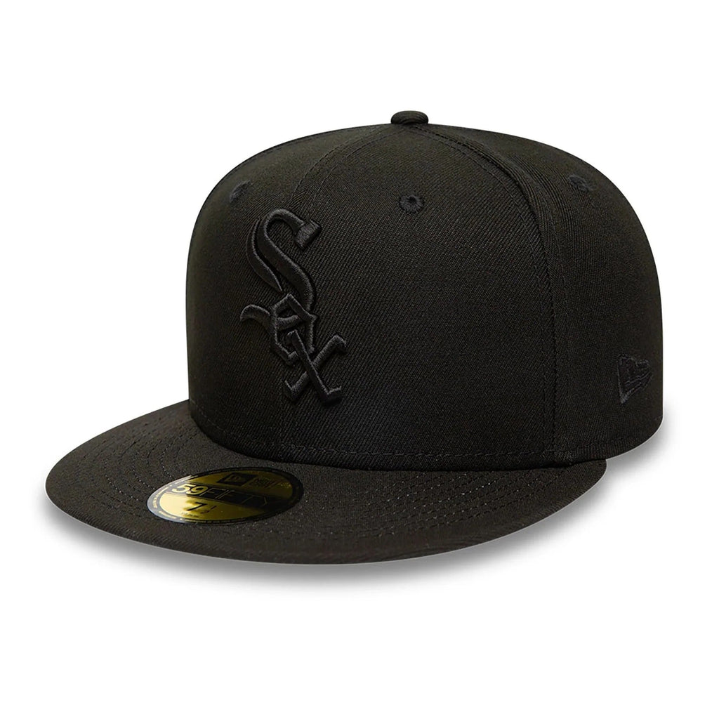 Chicago White Sox MLB League Essential 59FIFTY Fitted New Era Black Black Official Team Hat Sports Fan Cap Official NFL Team Hat Football Fan Cap