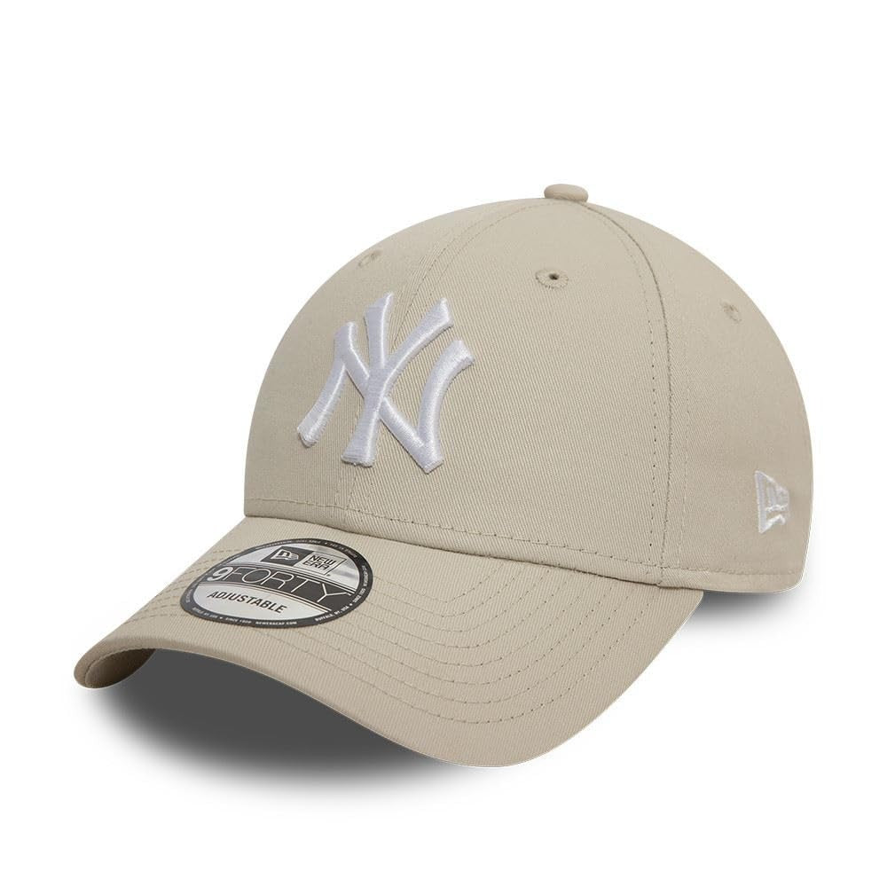 New York Yankees MLB League Essential 9FORTY Strapback New Era Stone White Official Team Hat Sports Fan Cap Official NFL Team Hat Football Fan Cap