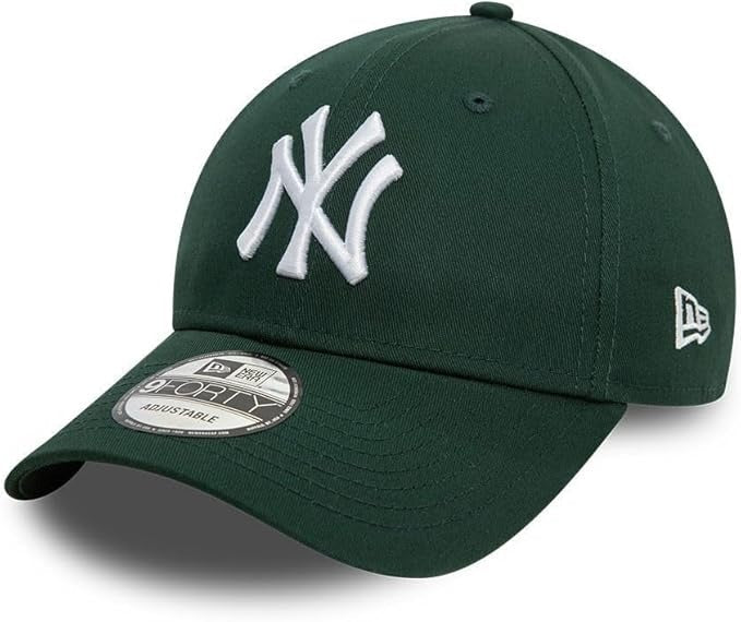 New York Yankees MLB League Essential 9FORTY Strapback New Era Dark Green White Official Team Hat Sports Fan Cap Official NFL Team Hat Football Fan