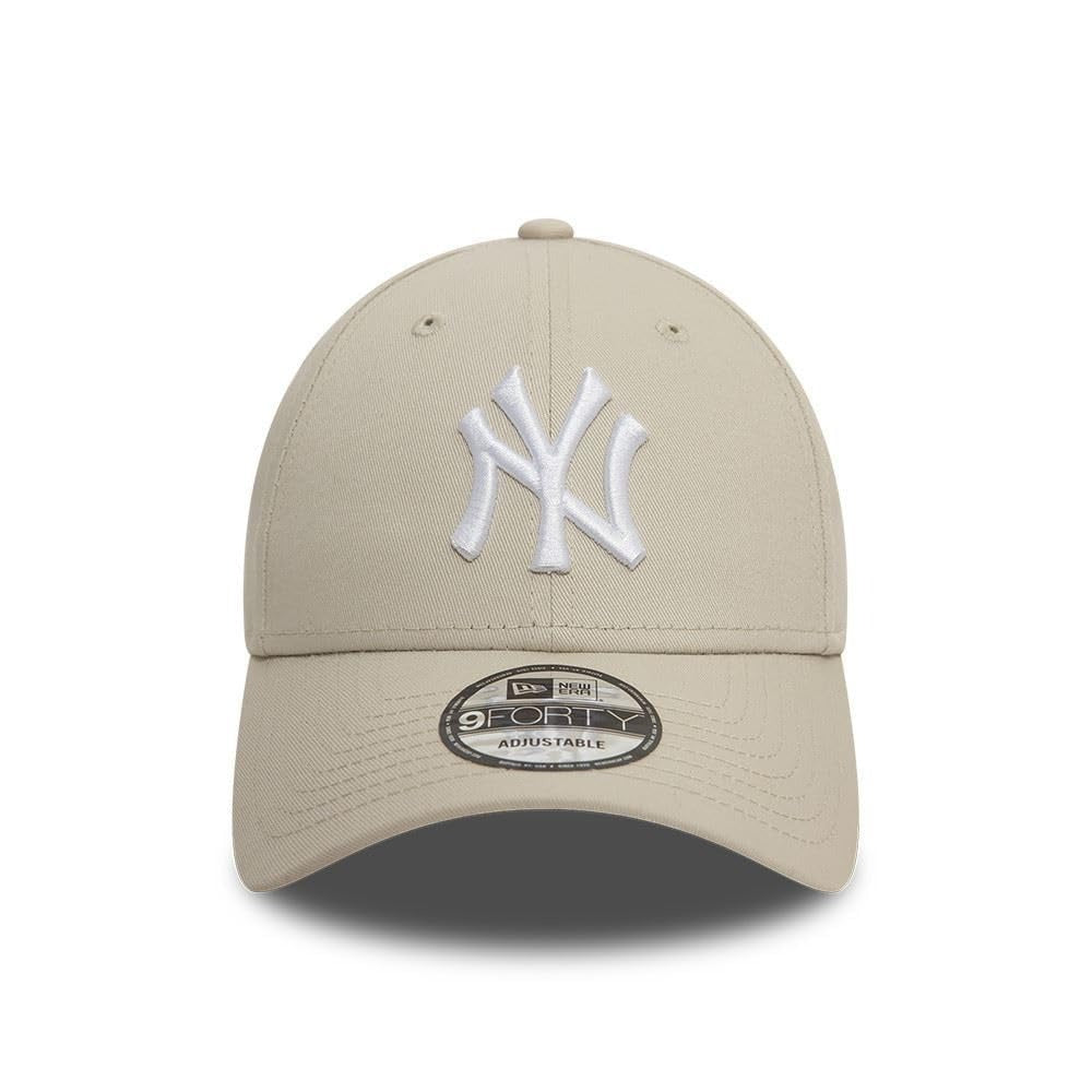 New York Yankees MLB League Essential 9FORTY Strapback New Era Stone White Official Team Hat Sports Fan Cap Official NFL Team Hat Football Fan Cap