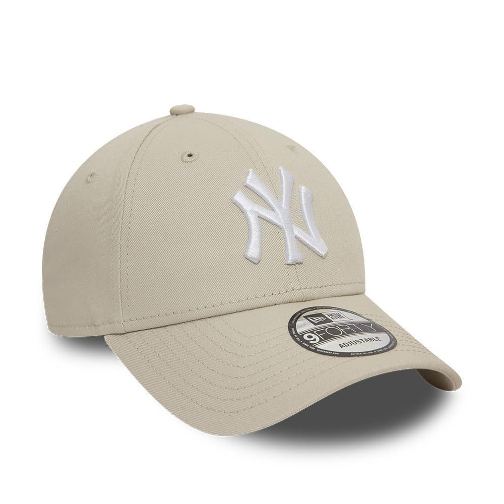 New York Yankees MLB League Essential 9FORTY Strapback New Era Stone White Official Team Hat Sports Fan Cap Official NFL Team Hat Football Fan Cap