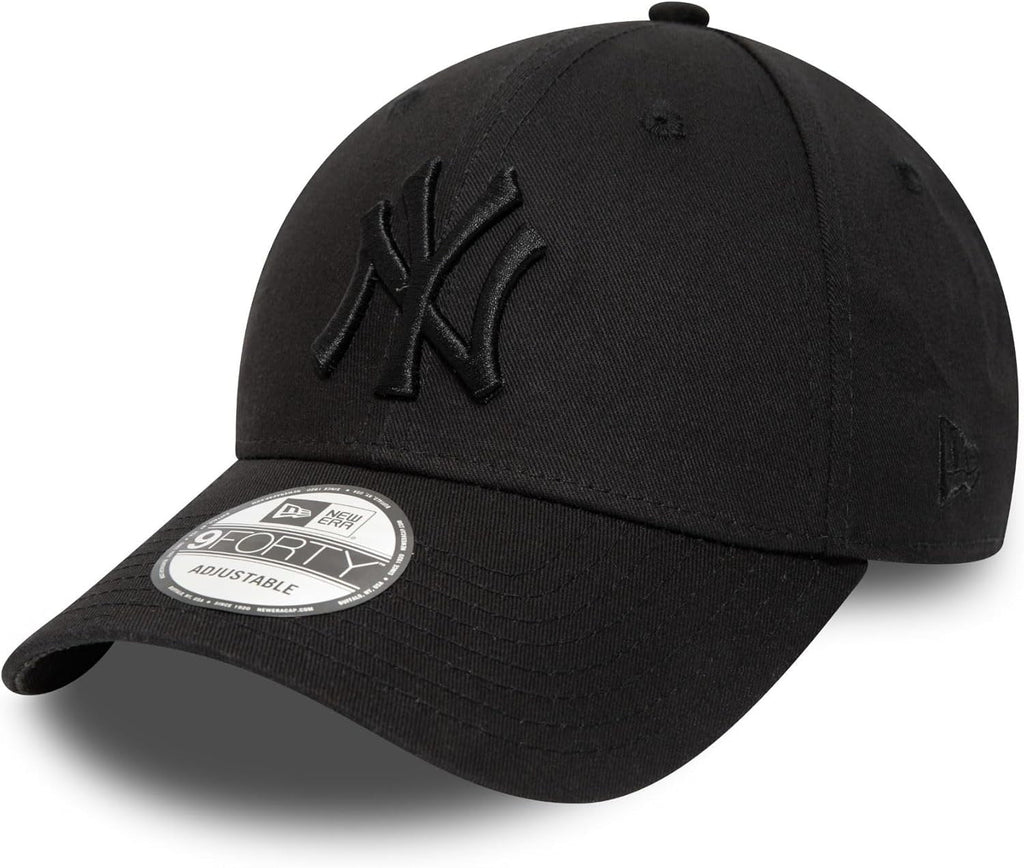 New York Yankees MLB League Essential 9FORTY Strapback New Era Black Black Official Team Hat Sports Fan Cap Official NFL Team Hat Football Fan Cap