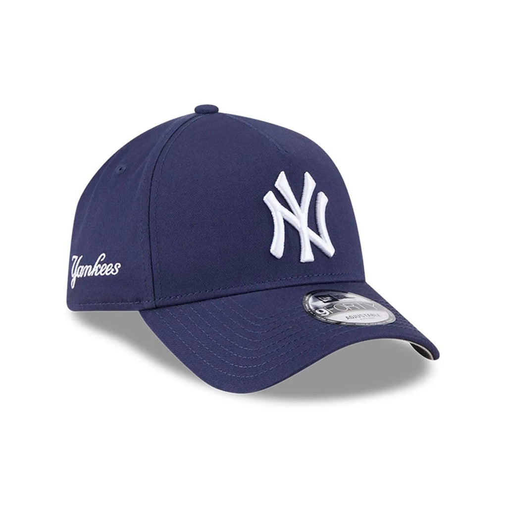 New York Yankees MLB Script A-Frame Snapback New Era Navy Official Sports Fan Gear Official NFL Fan Gear Popular Style