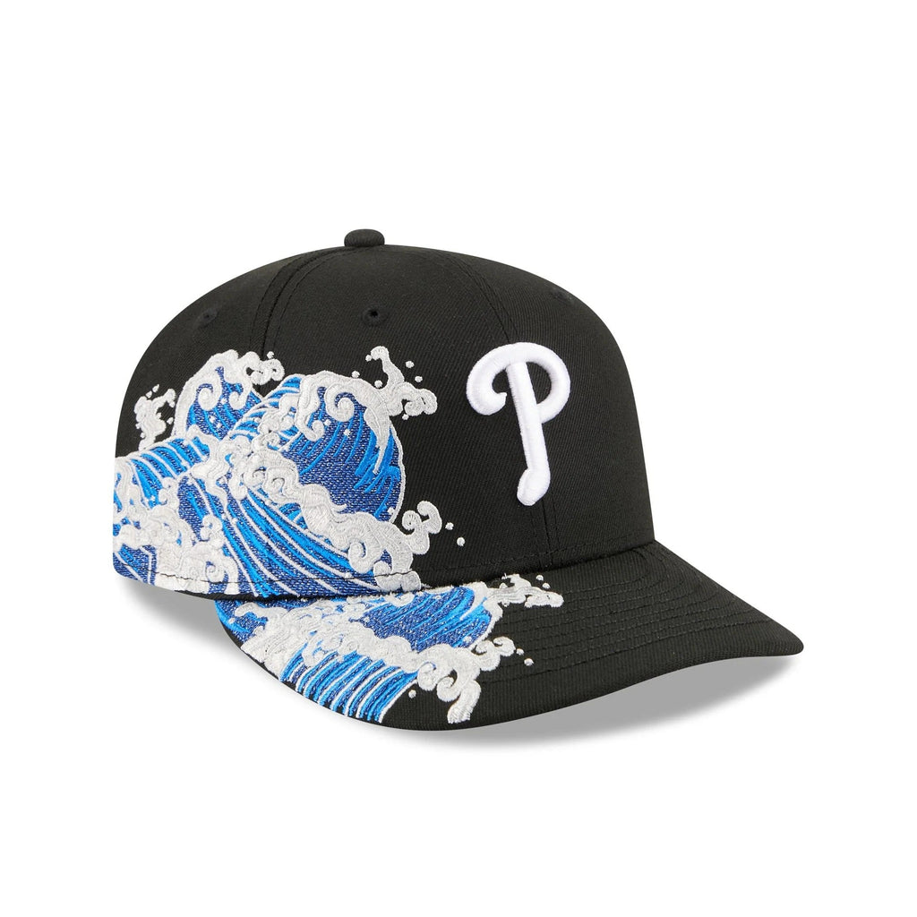 Philadelphia Phillies MLB Waves 59FIFTY Fitted New Era Black White Official Team Hat Sports Fan Cap Official NFL Team Hat Football Fan Cap