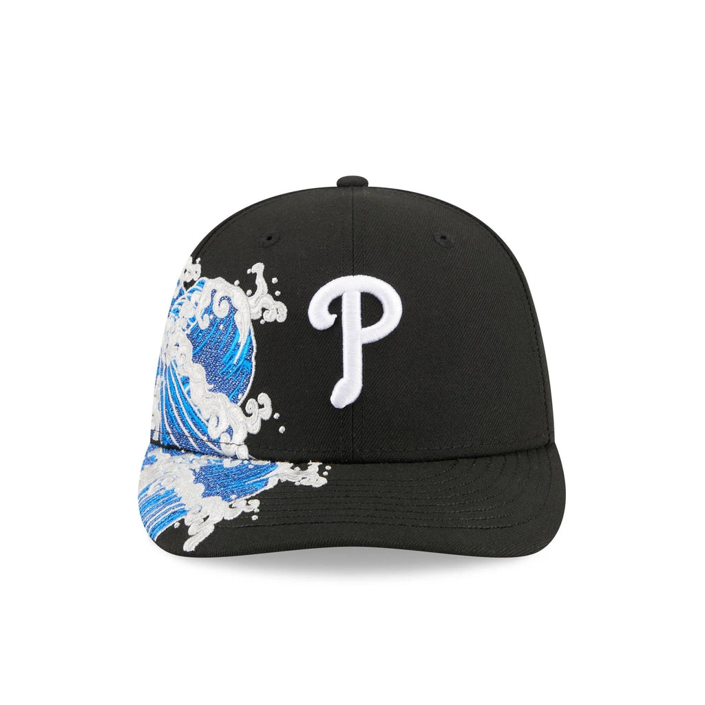 Philadelphia Phillies MLB Waves 59FIFTY Fitted New Era Black White Official Team Hat Sports Fan Cap Official NFL Team Hat Football Fan Cap