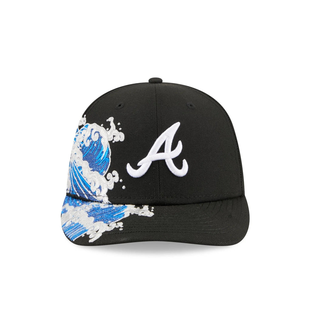 Atlanta Braves MLB Waves 59FIFTY Fitted New Era Black White Official Team Hat Sports Fan Cap Official NFL Team Hat Football Fan Cap