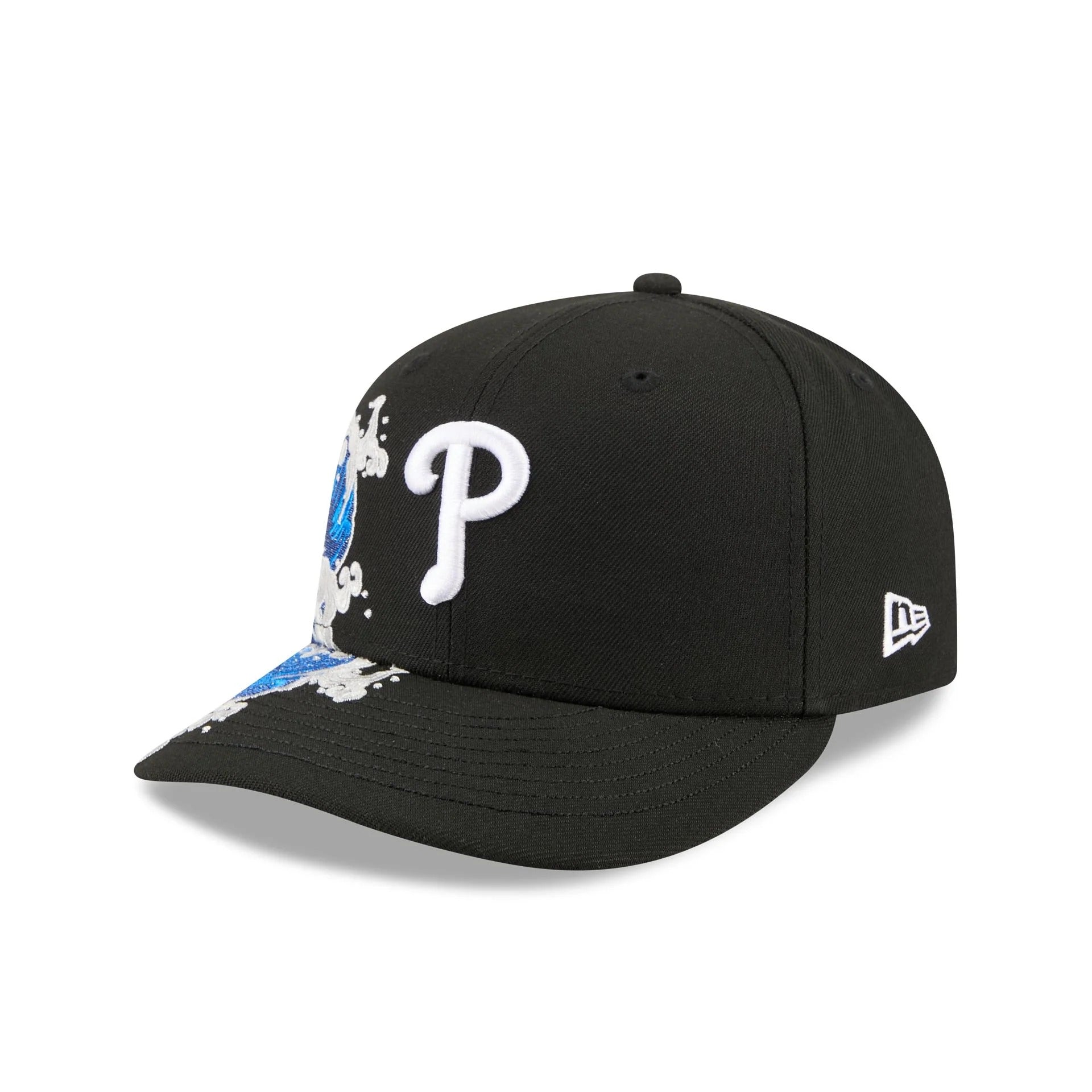 Philadelphia Phillies MLB Waves 59FIFTY Fitted New Era Black White Official Team Hat Sports Fan Cap Official NFL Team Hat Football Fan Cap