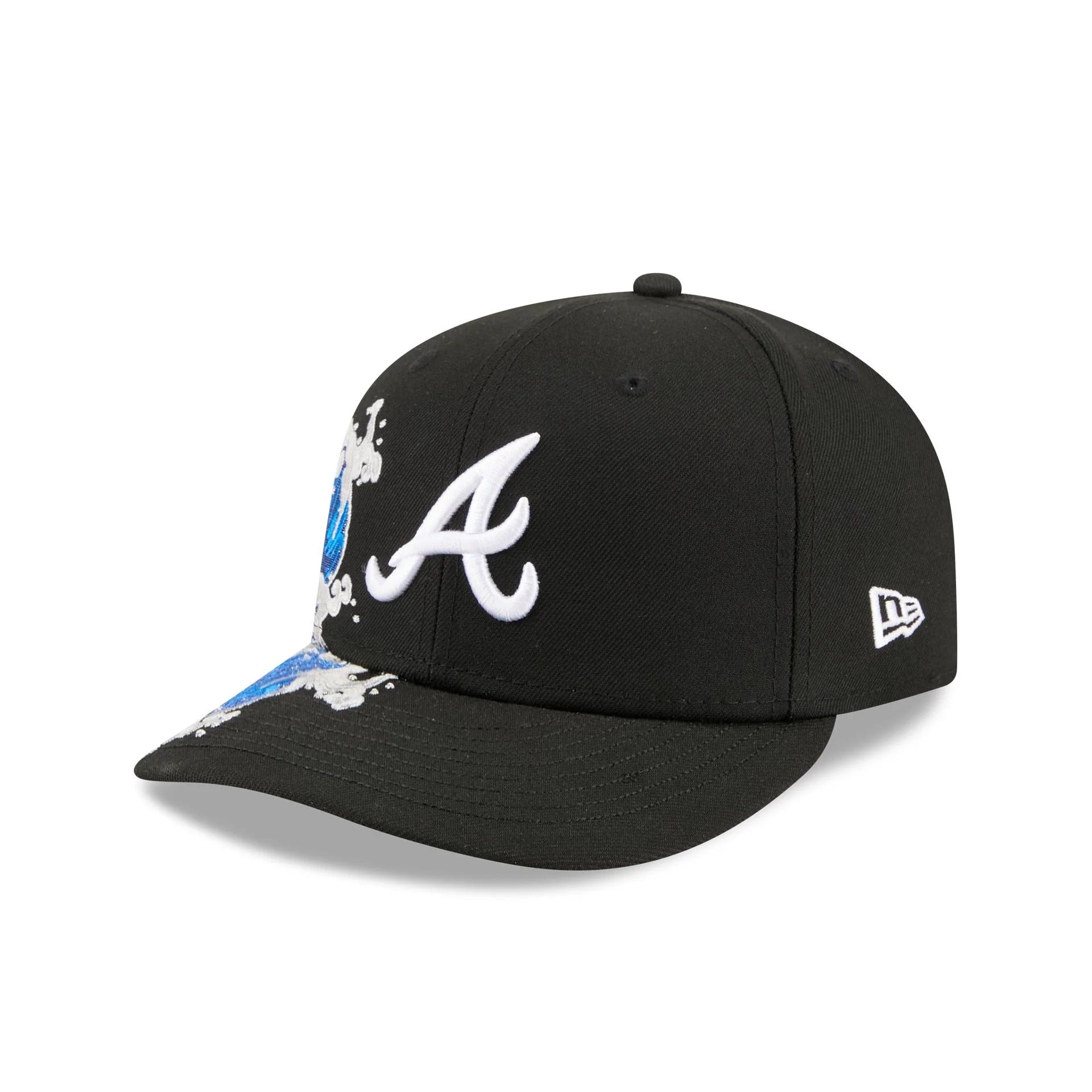 Atlanta Braves MLB Waves 59FIFTY Fitted New Era Black White Official Team Hat Sports Fan Cap Official NFL Team Hat Football Fan Cap